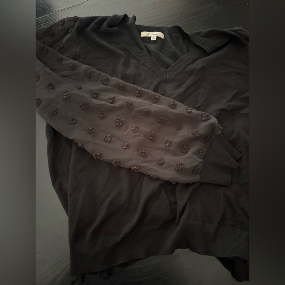 Black Boxy Long Sleeve Notched Collar Sweatshirt